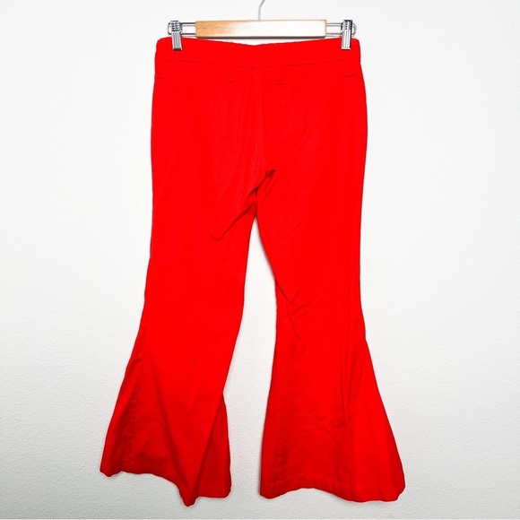 Vintage 70s red denim low rise wide leg flare disco retro bell bottom jeans 30 - Picture 6 of 10